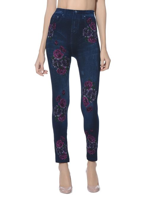 dark blue printed cotton jeggings - 13816208 - Very Small Image - 1