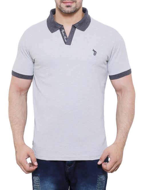 grey solid collared t-shirt - 13816705 - Very Small Image - 1