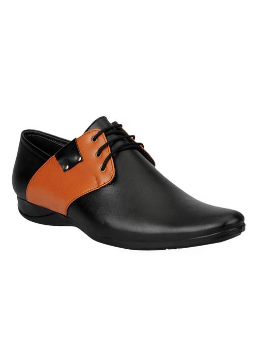 black leatherette lace-up derby - 13817918 - Very Small Image - 1