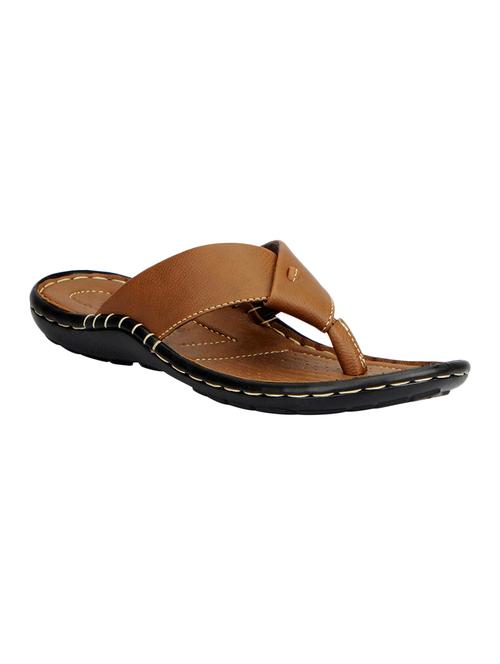 brown leatherette toe separator slippers - 13818178 - Very Small Image - 1