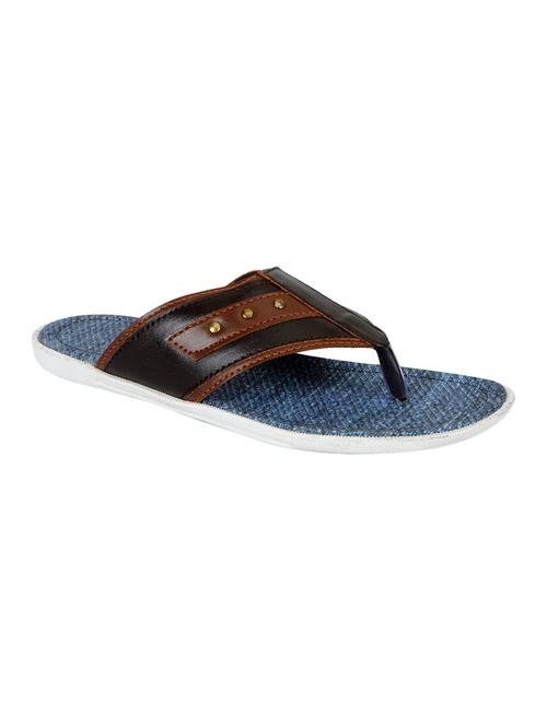 brown leatherette toe separator slippers - 13818179 - Very Small Image - 1
