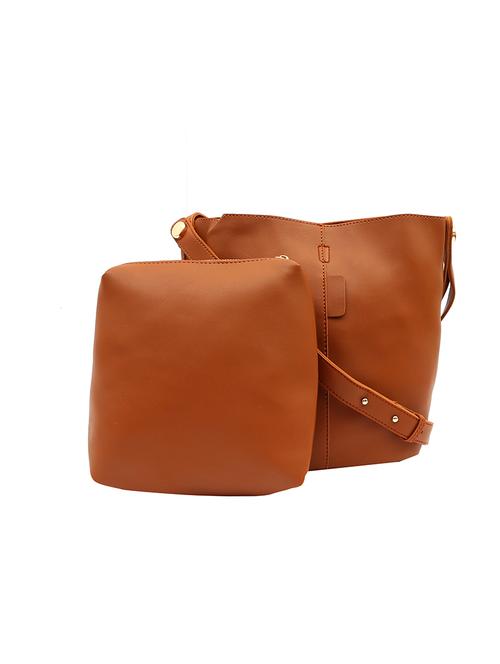 tan leatherette regular sling bag - 13818351 - Very Small Image - 1