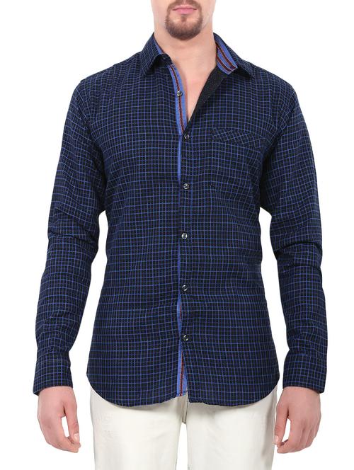 blue cotton casual shirt - 13821129 - Very Small Image - 1