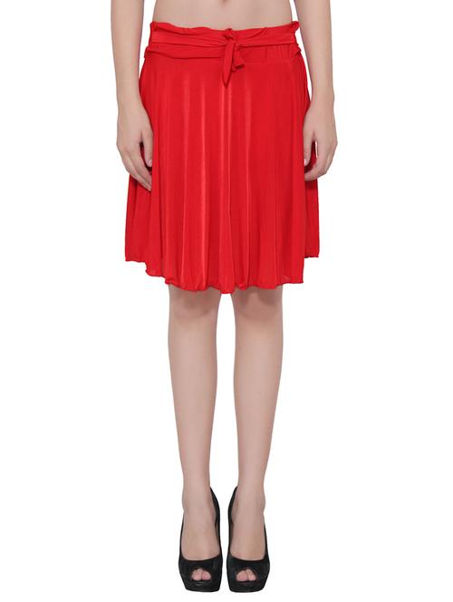 red viscose flared skirt - 13821250 - Very Small Image - 1