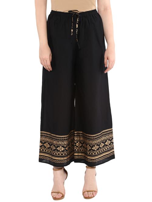 black printed cotton palazzos - 13828202 - Very Small Image - 1