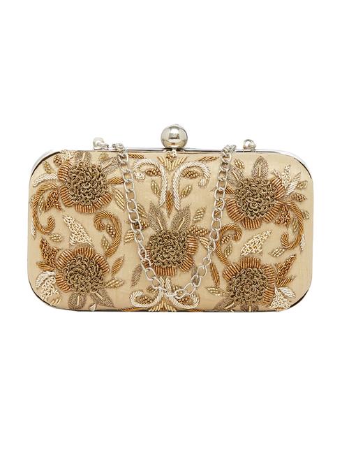 gold silk structured clutch - 13835134 - Very Small Image - 1