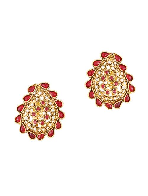 red brass studs earrings - 13837304 - Very Small Image - 1