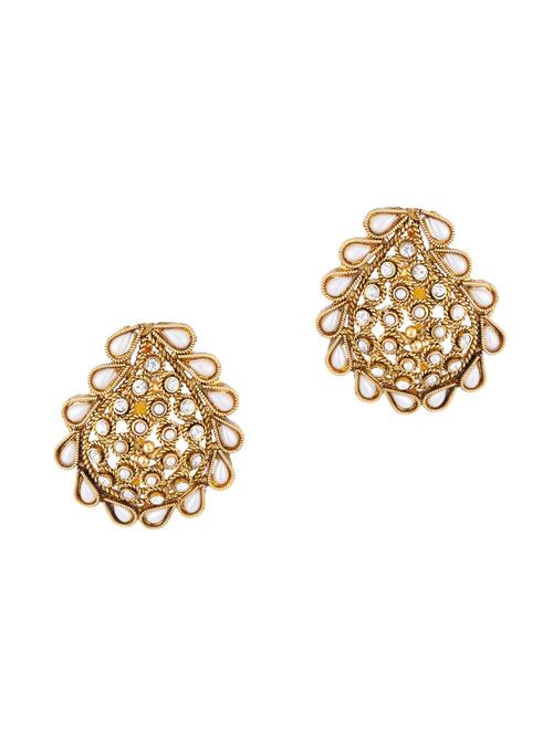 white brass studs earrings - 13837305 - Very Small Image - 1