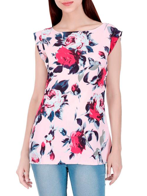 pink floral printed polycrepe top - 13837463 - Very Small Image - 1