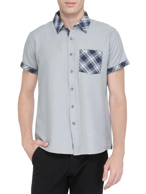 grey cotton casual shirt - 13837552 - Very Small Image - 1