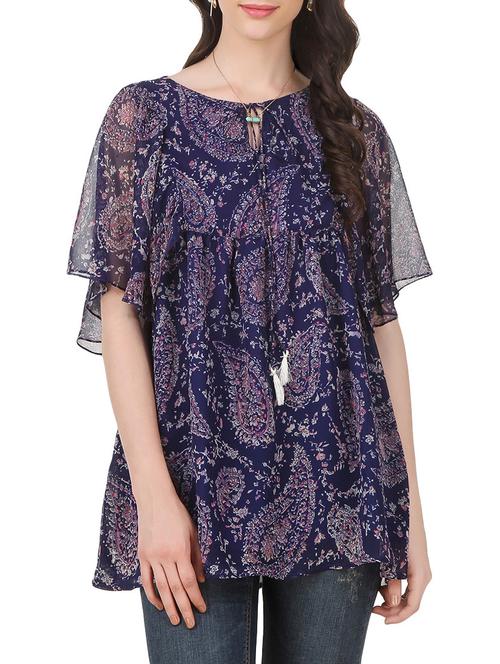 ruffle sleeved paisley top - 13841913 - Very Small Image - 1