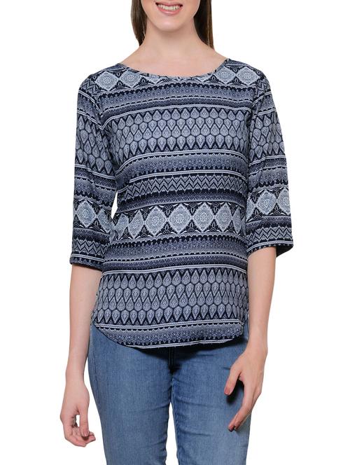 multicolored printed crepe regular top - 13844266 - Very Small Image - 1