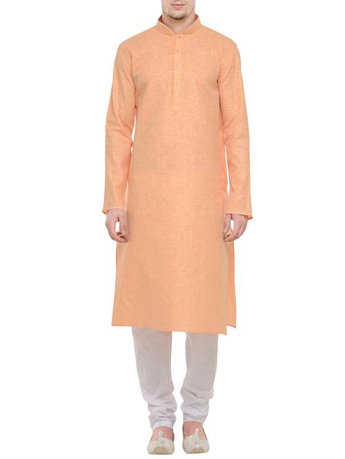peach cotton kurta pyjama set - 13845228 - Very Small Image - 1