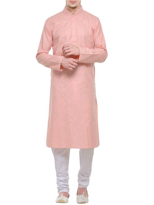 pink cotton kurta pyjama set - 13845230 - Very Small Image - 1