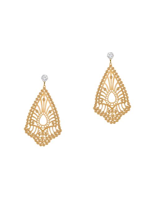 gold metal drop earrings - 13854905 - Very Small Image - 1