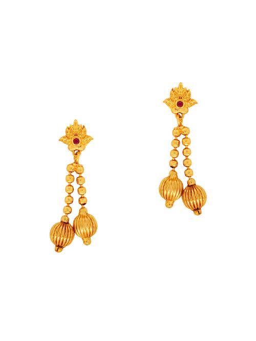 gold brass drop earrings - 13854907 - Very Small Image - 1