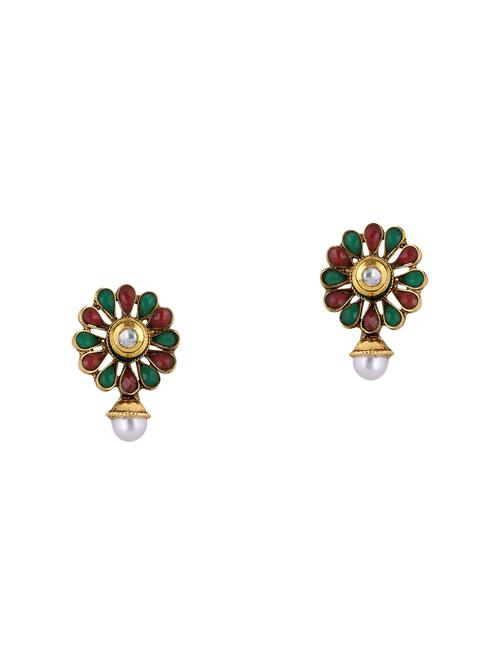multi colored brass studs earrings - 13854909 - Very Small Image - 1