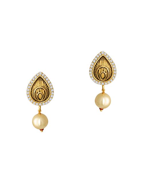 gold brass drop earring - 13854920 - Very Small Image - 1