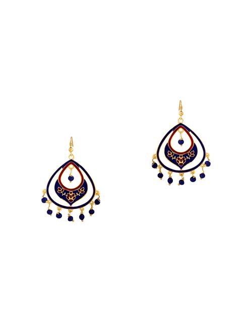 blue metal meenakari earrings - 13854925 - Very Small Image - 1