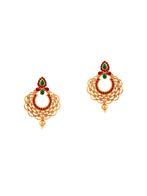 gold brass chandbali earrings - 13854942 - Very Small Image - 1