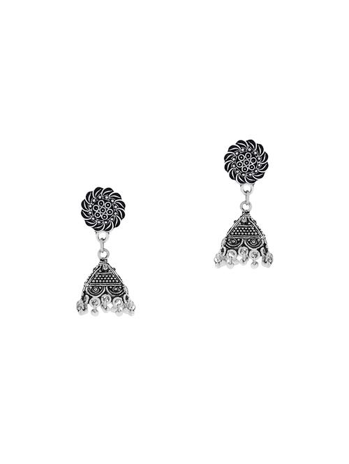 silver brass jhumka earrings - 13854944 - Very Small Image - 1