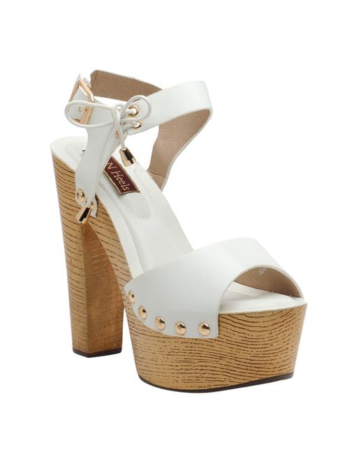 white faux leather ankle strap sandals - 13859924 - Very Small Image - 1