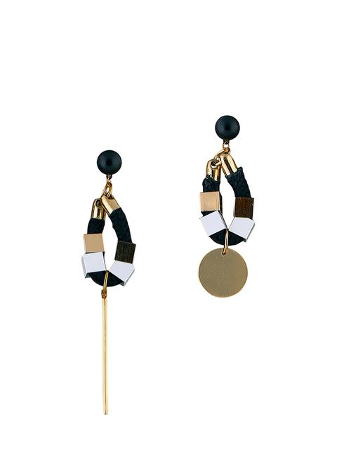 black metal drop earrings - 13862837 - Very Small Image - 1