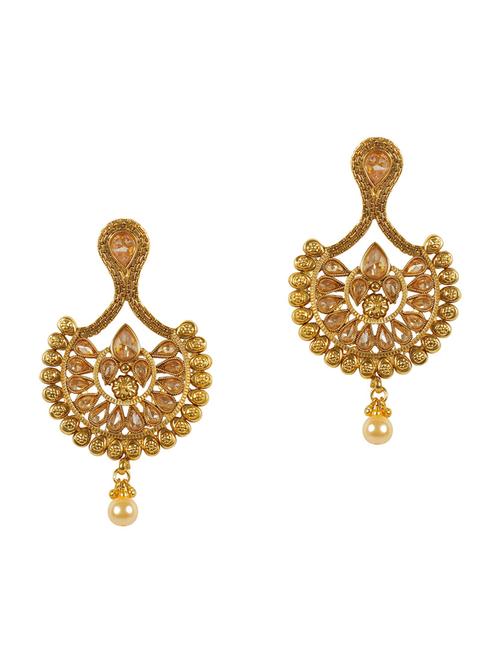 gold metal drop earrings - 13869954 - Very Small Image - 1