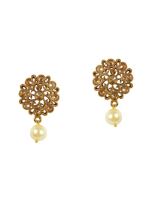 gold metal drop earrings - 13869962 - Very Small Image - 1