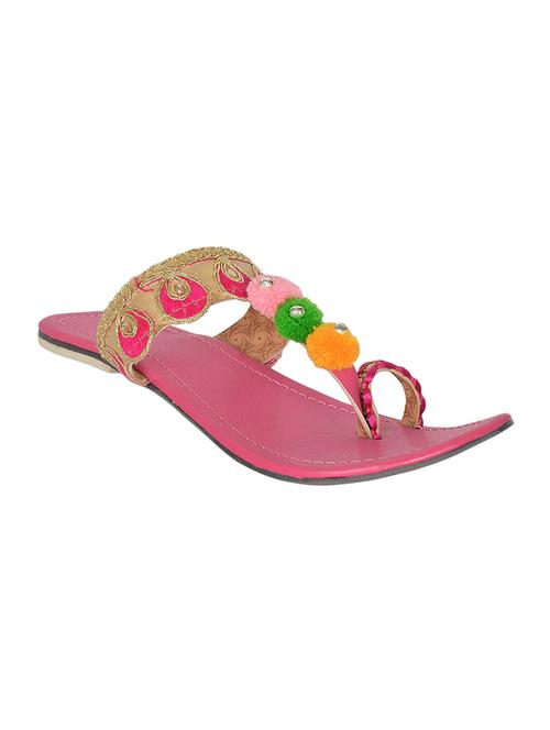 pink one toe kolhapuri - 13870331 - Very Small Image - 1