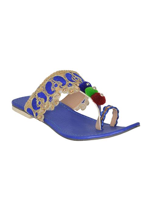 blue one toe kolhapuri - 13870332 - Very Small Image - 1