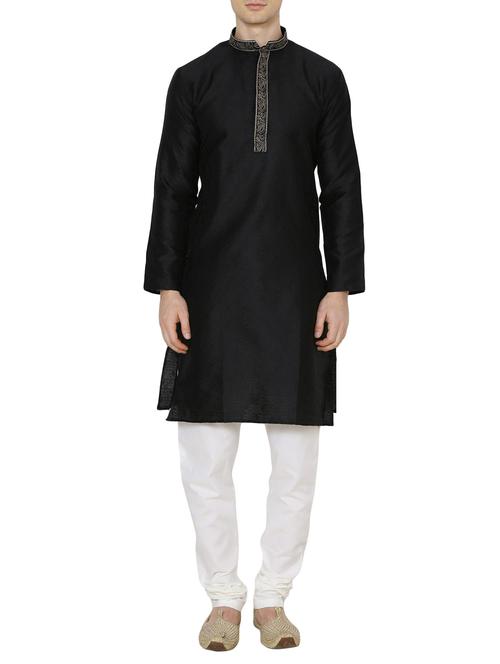black silk blend kurta pyjama set - 13882625 - Very Small Image - 1