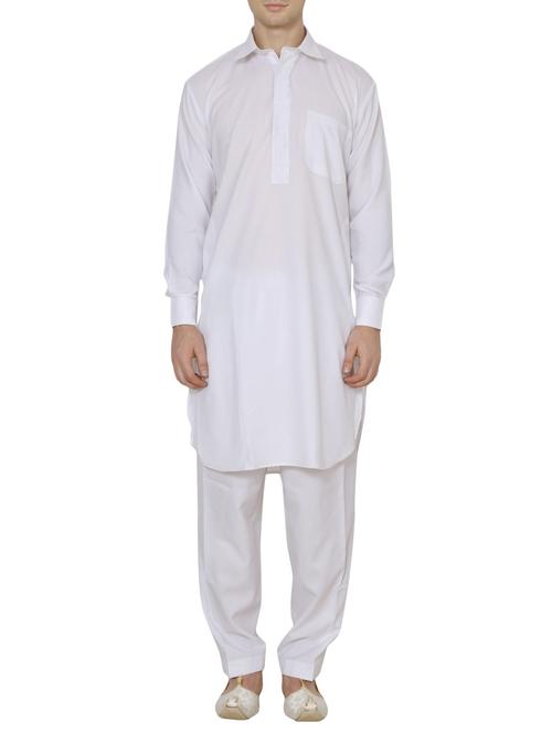 white cotton pathani set - 13882683 - Very Small Image - 1