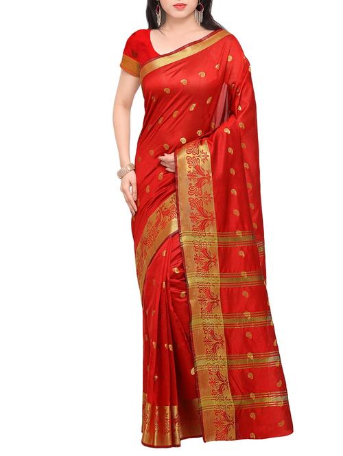 red art silk woven saree with blouse - 13883554 - Very Small Image - 1