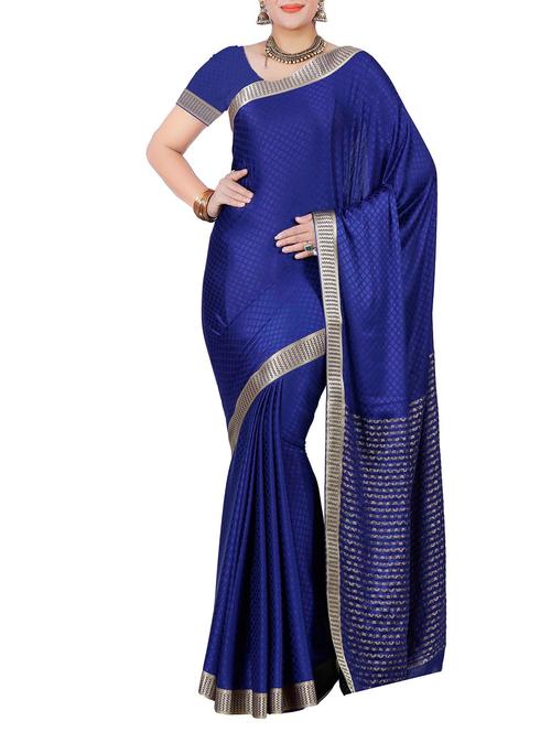 blue crepe woven saree with blouse - 13885806 - Very Small Image - 1