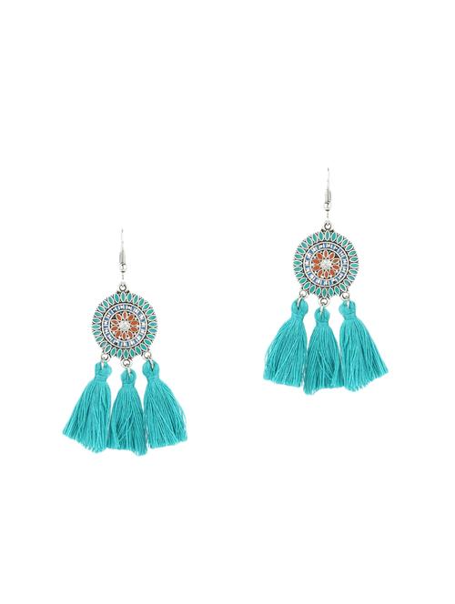 blue colored brass drop earrings - 13890423 - Very Small Image - 1