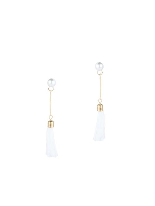 white colored brass drop earrings - 13890425 - Very Small Image - 1