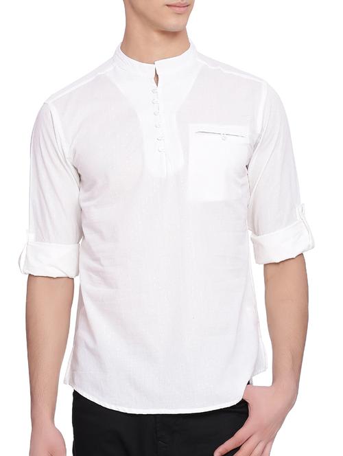 white cotton shirts kurta - 13891454 - Very Small Image - 1