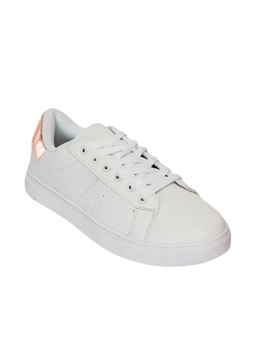 white faux leather laceup sneakers - 13904526 - Very Small Image - 1