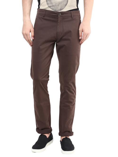 brown cotton chinos casual trousers - 13922620 - Very Small Image - 1