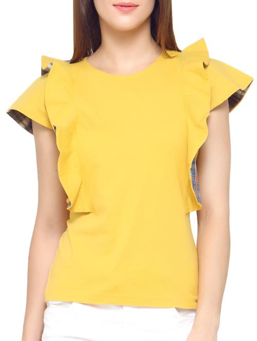 yellow cotton ruffled top - 13928364 - Very Small Image - 1
