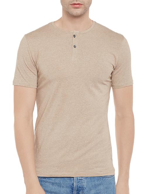 beige cotton t-shirt - 13928530 - Very Small Image - 1