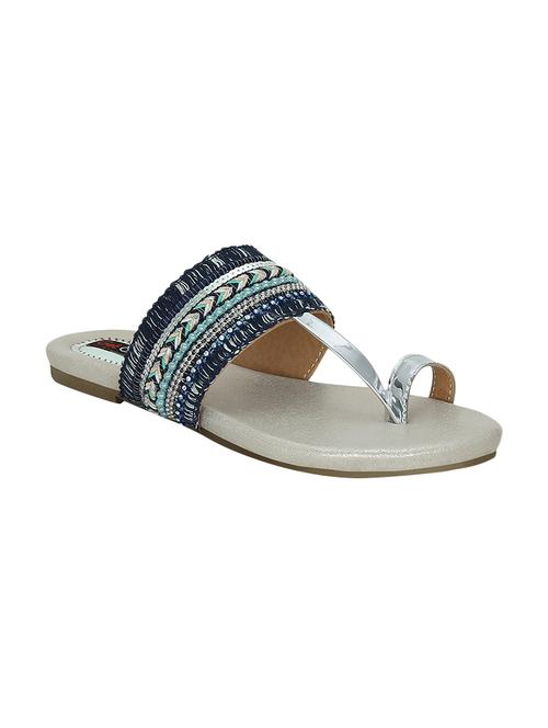 blue faux leather one toe kolhapuris - 13937981 - Very Small Image - 1