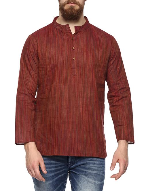 red cotton short kurta - 13938766 - Very Small Image - 1