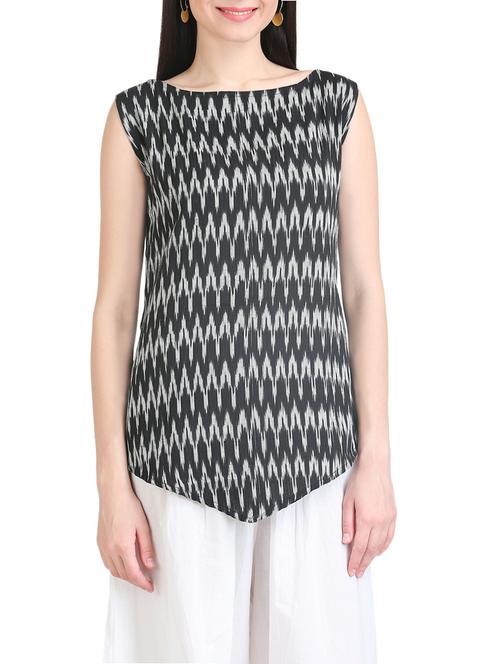 KAANCHIE NANGGIA black cotton printed top - 13940148 - Very Small Image - 1
