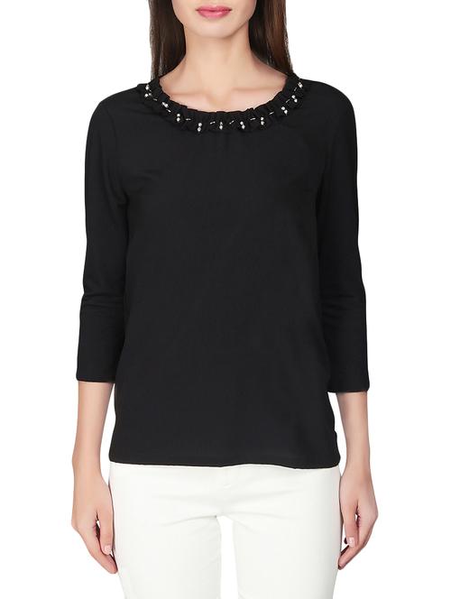 black embellished viscose regular top - 13943976 - Very Small Image - 1