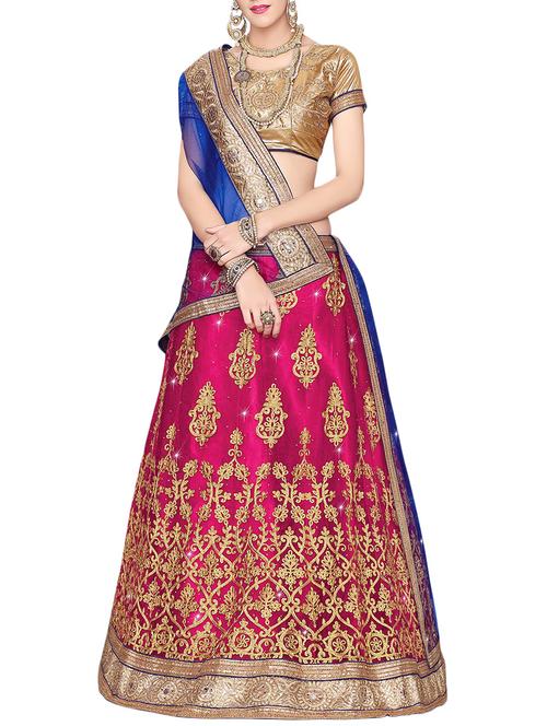 gold embroidered a-line lehenga - 13960931 - Very Small Image - 1