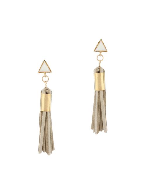 golden metal drop earrings - 13968560 - Very Small Image - 1