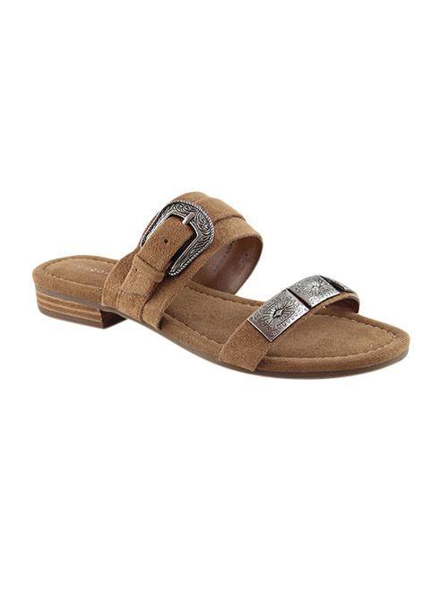 tan leatherette slip on sandals - 13975735 - Very Small Image - 1