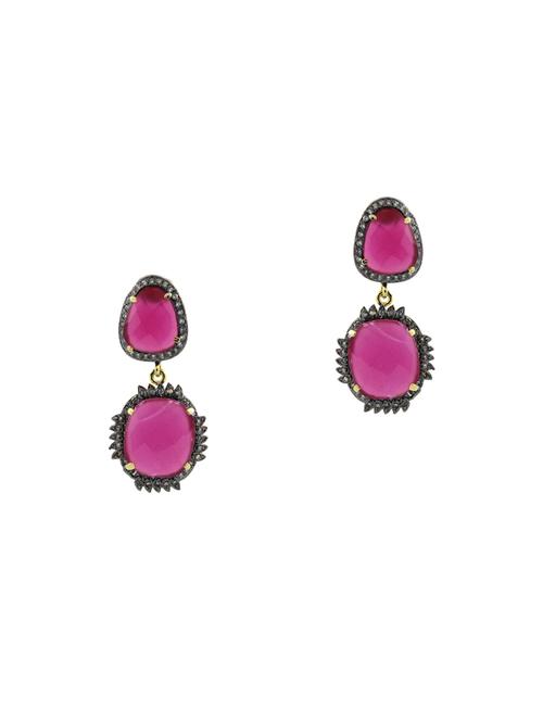 pink brass drop earrings - 13977064 - Very Small Image - 1